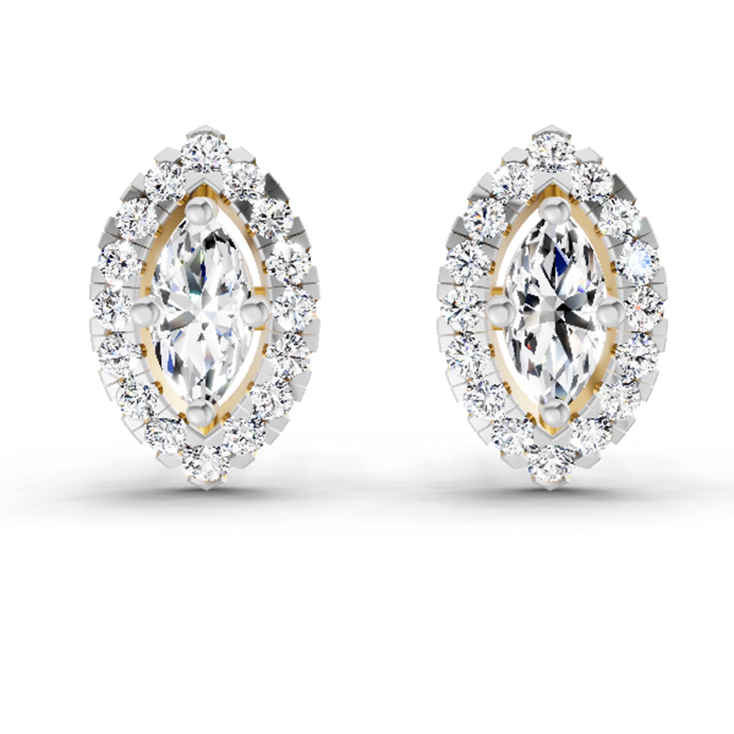 0.66 Ct Marquise Shape Halo Diamond Earrings | 14K Rose Gold
