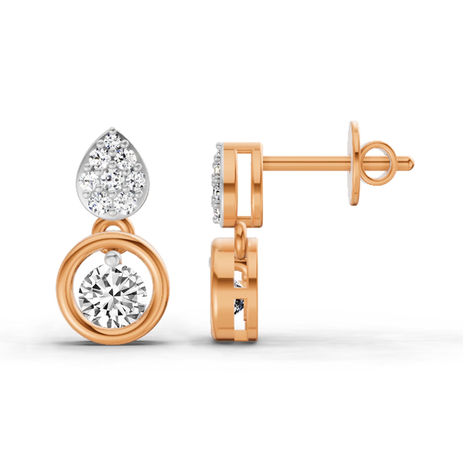 0.65 CtRound Shape Earrings | 14K Rose Gold