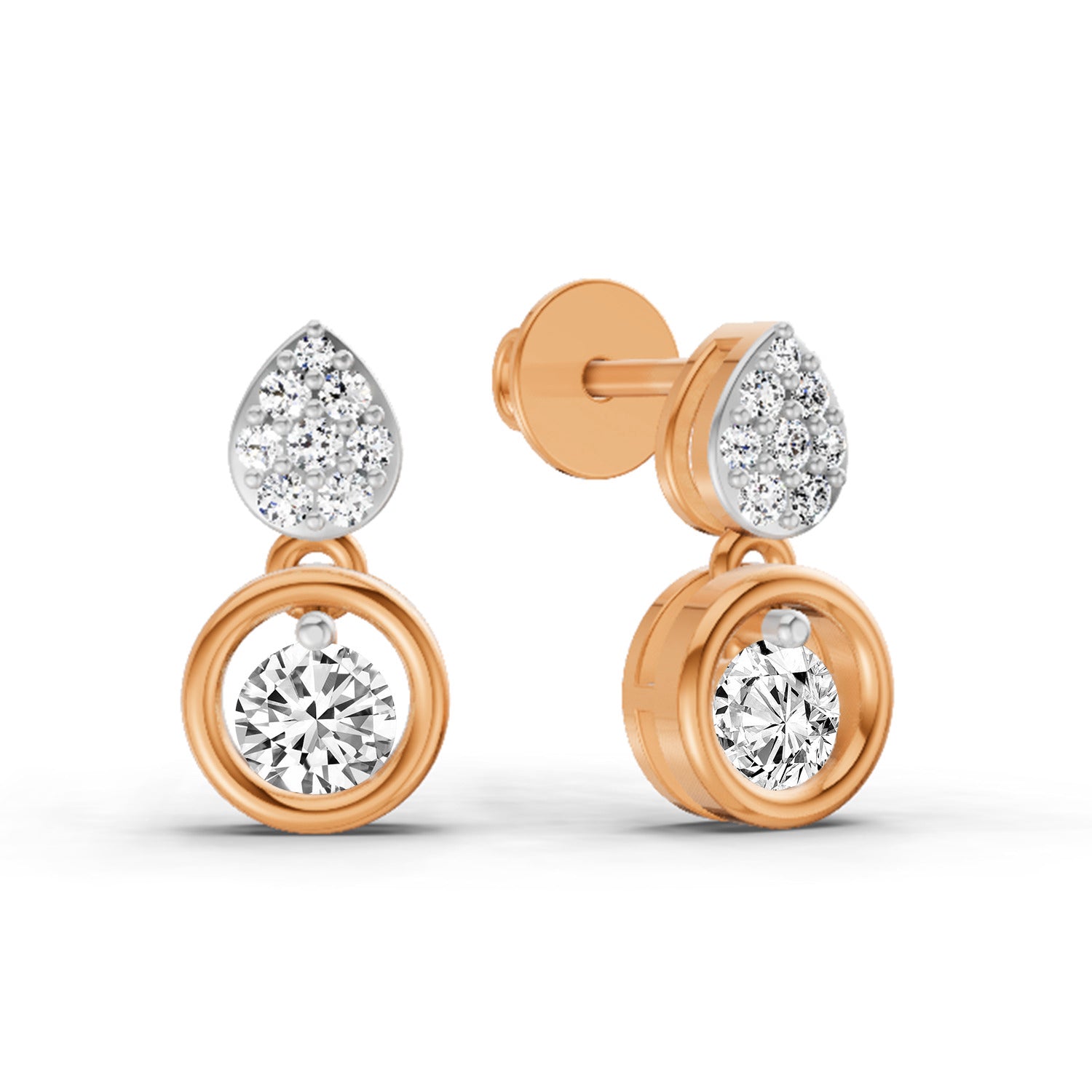 0.65 CtRound Shape Earrings | 14K Rose Gold