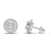 1.74 Ct Marquise Shape Halo Diamond Earrings | 14K White Gold