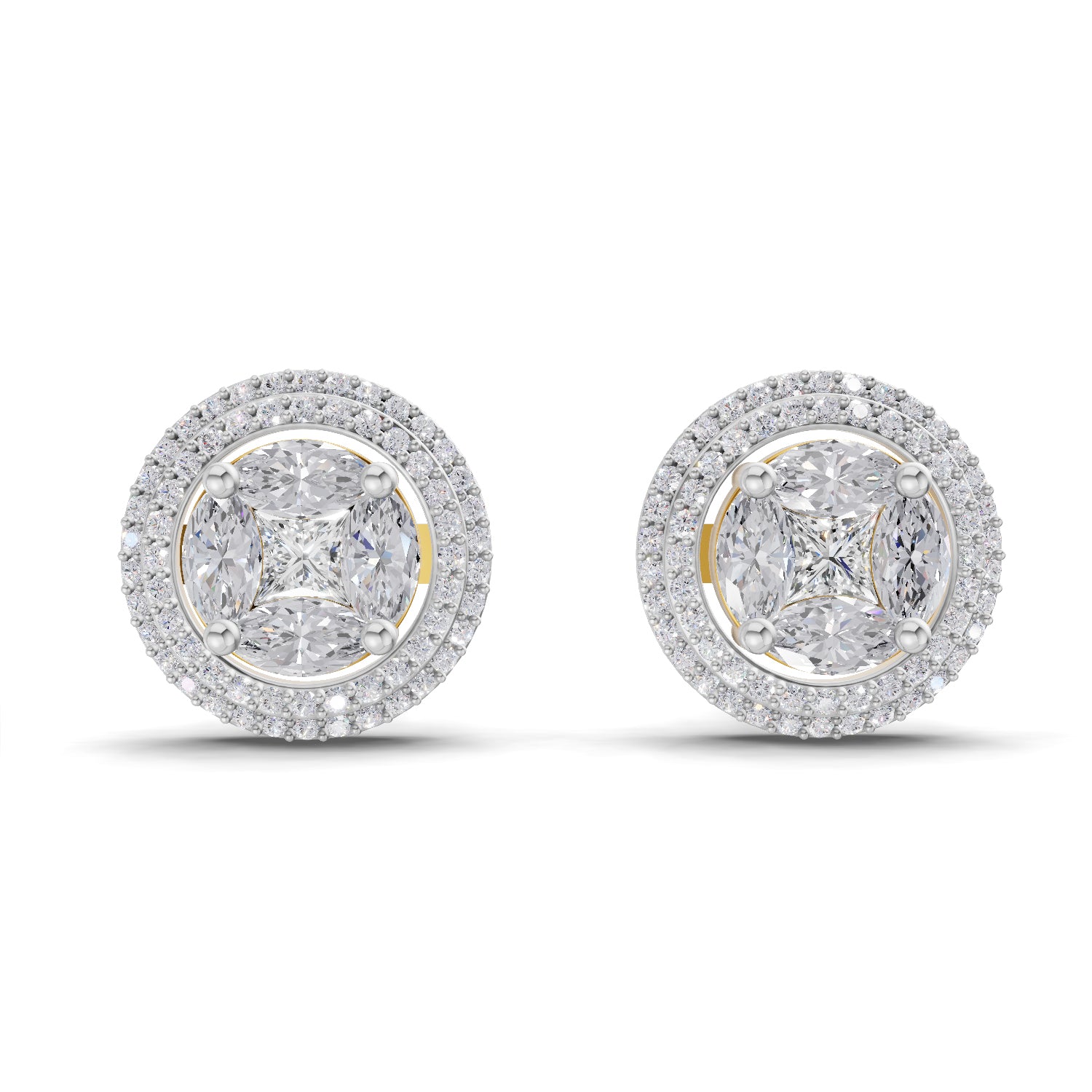 1.74 Ct Marquise Shape Halo Diamond Earrings | 14K Yellow Gold