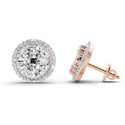 2.05 Ct Oval Shape Cluster Diamond Earrings | 14K Rose Gold