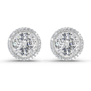 2.05 Ct Oval Shape Cluster Diamond Earrings | 14K White Gold