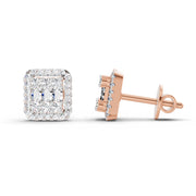 0.45 Ct Baguette Shape Cluster Diamond Earrings | 14K Rose Gold