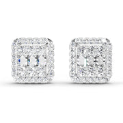 0.45 Ct Baguette Shape Cluster Diamond Earrings | 14K White Gold