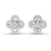 0.79 Ct Round Shape Cluster Diamond Earrings | 14K White Gold
