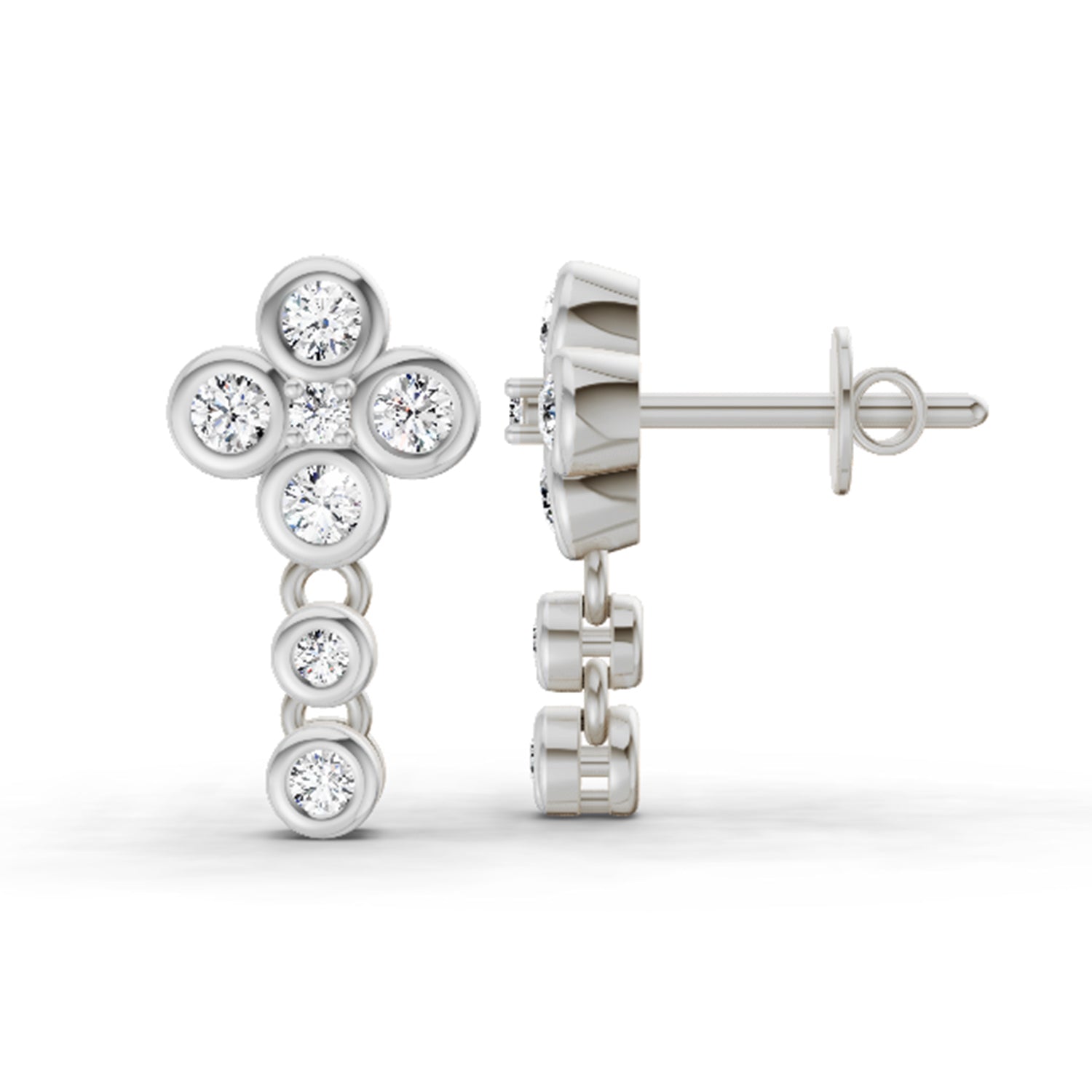 0.5 Ct Round Dangle Earrings | 14K White Gold  FG VS Quality Diamonds