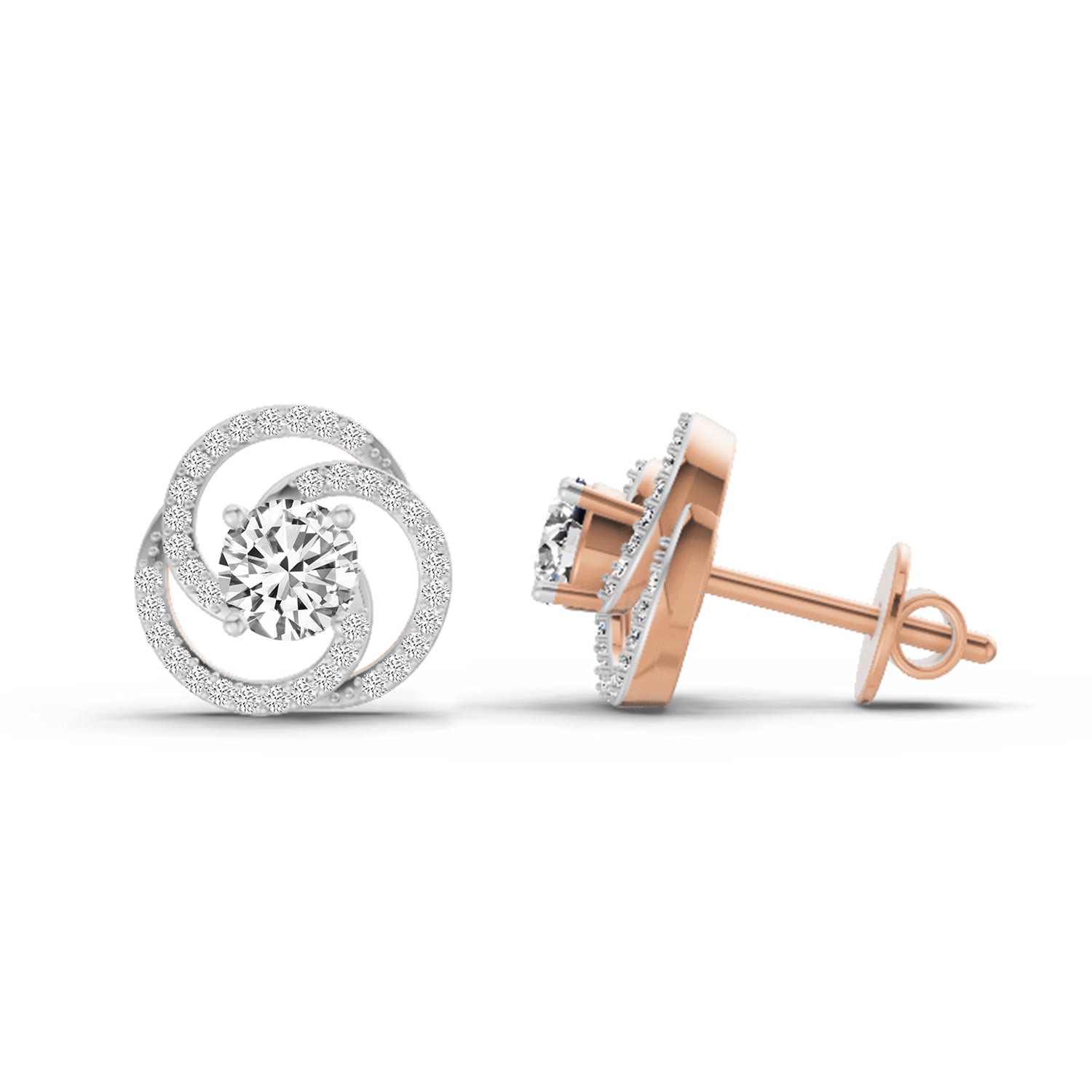 0.71 Ct Round Stud Earrings | 14K Rose Gold  FG VS Quality Diamonds