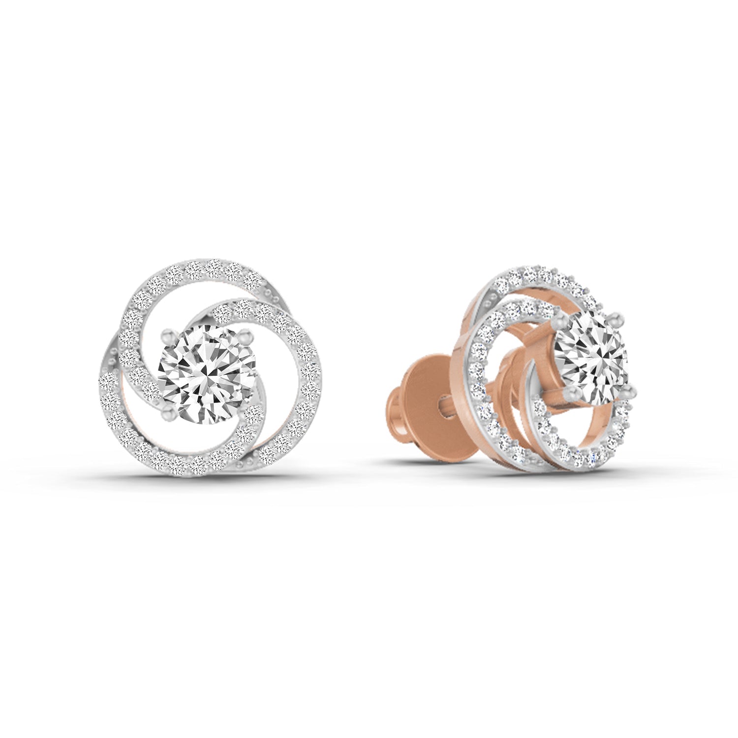 0.71 Ct Round Stud Earrings | 14K Rose Gold  FG VS Quality Diamonds