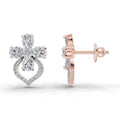 1.79 Ct Oval Shape Cluster Diamond Earrings | 14K Rose Gold