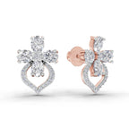 1.79 Ct Oval Shape Cluster Diamond Earrings | 14K Rose Gold