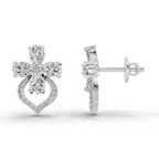 1.79 Ct Oval Shape Cluster Diamond Earrings | 14K Rose Gold
