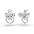 1.79 Ct Oval Shape Cluster Diamond Earrings | 14K Rose Gold