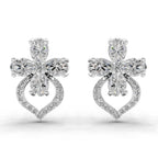 1.79 Ct Oval Shape Cluster Diamond Earrings | 14K Rose Gold