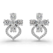 1.79 Ct Oval Shape Cluster Diamond Earrings | 14K White Gold