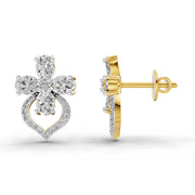 1.79 Ct Oval Shape Cluster Diamond Earrings | 14K Yellow Gold