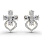 1.79 Ct Oval Shape Cluster Diamond Earrings | 14K Rose Gold