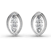 2.63 Ct Pear Shape Cluster Diamond Earrings | 14K White Gold