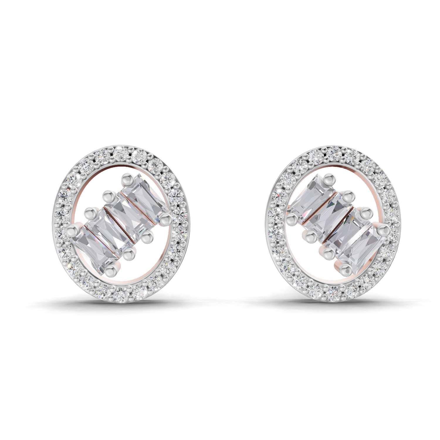 0.47 Ct Round Shape Cluster Diamond Earrings | 14K Rose Gold