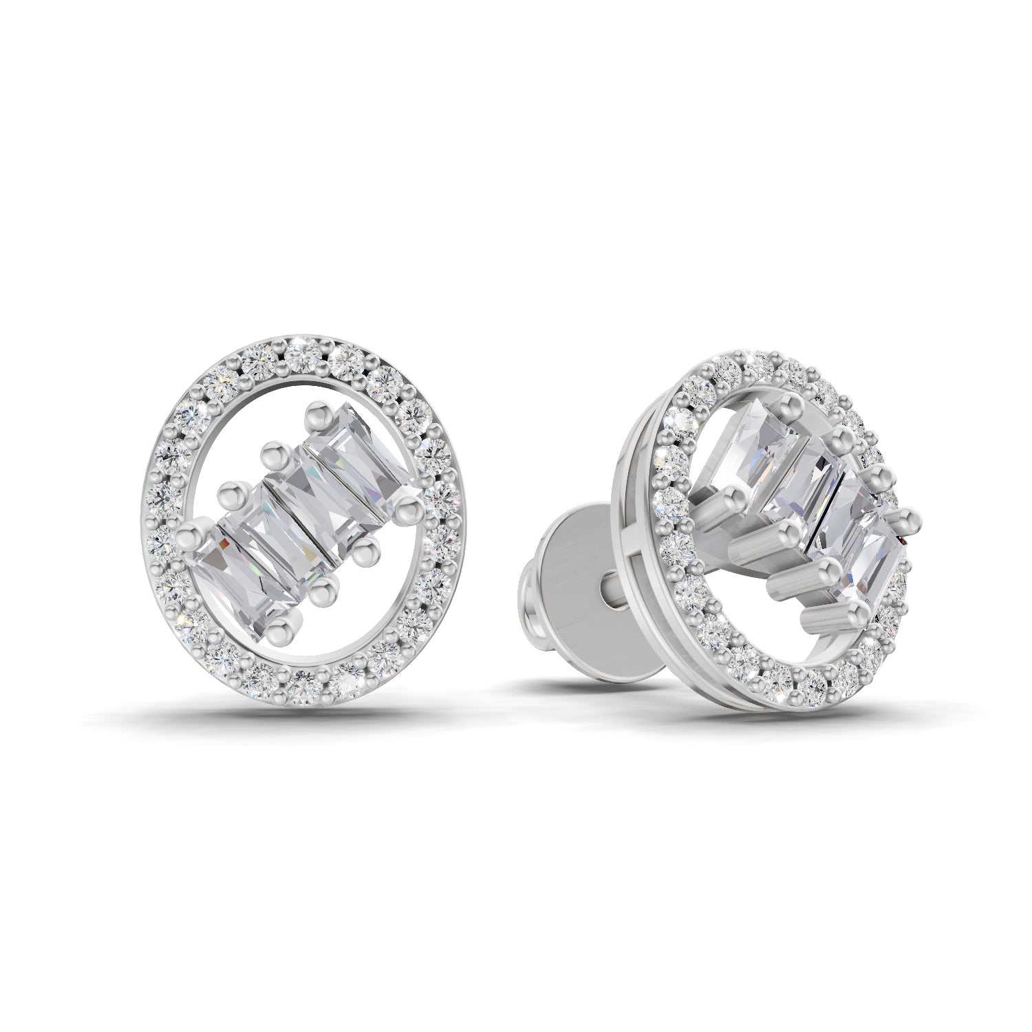 0.47 Ct Round Shape Cluster Diamond Earrings | 14K Rose Gold