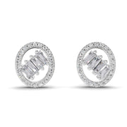 0.47 Ct Round Shape Cluster Diamond Earrings | 14K White Gold