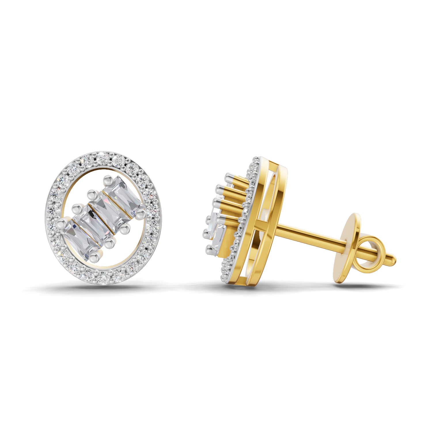 0.47 Ct Round Shape Cluster Diamond Earrings | 14K Yellow Gold