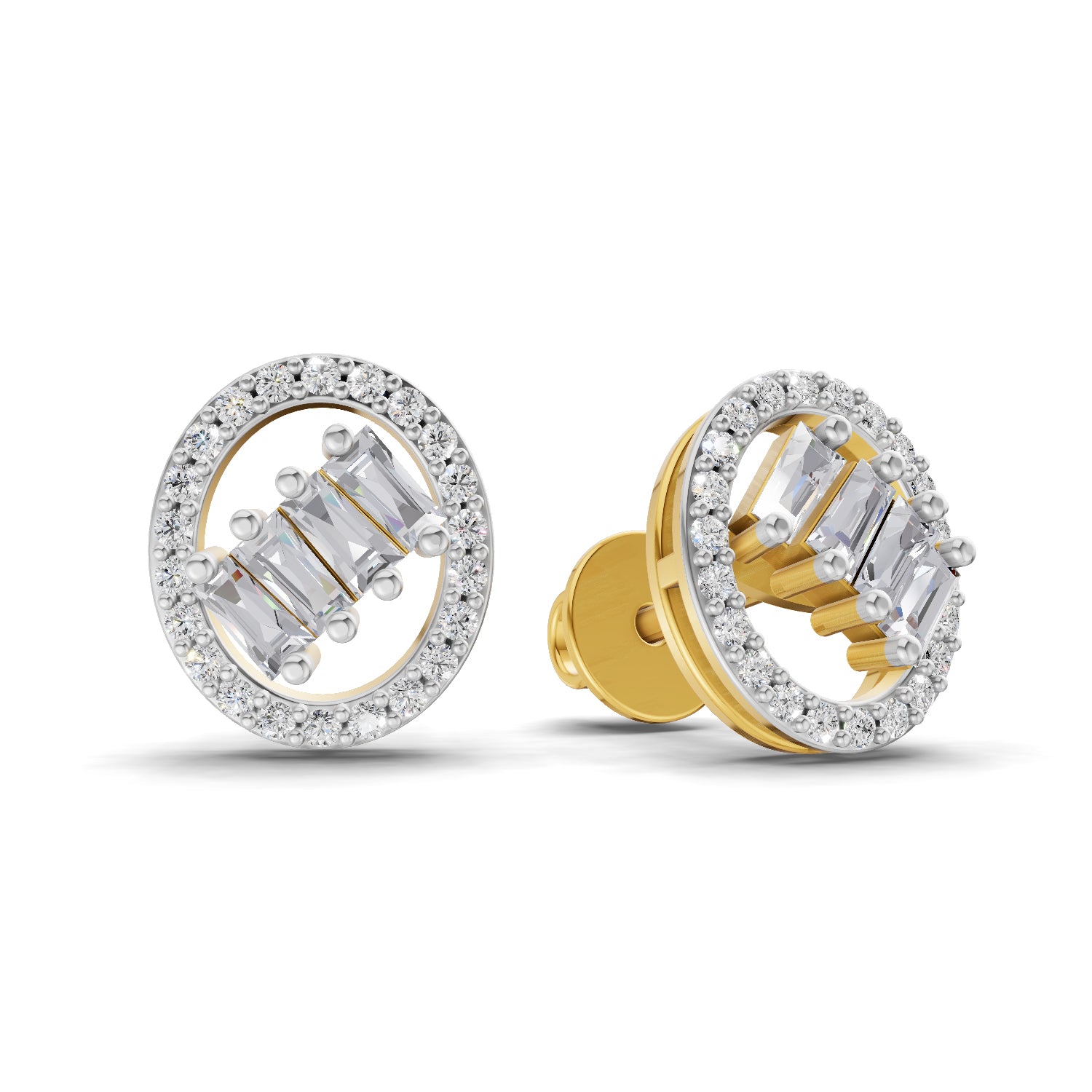 0.47 Ct Round Shape Cluster Diamond Earrings | 14K Yellow Gold