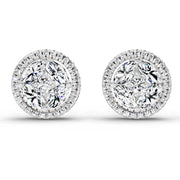 0.79 Ct Marquise Shape Cluster Diamond Earrings | 14K White Gold