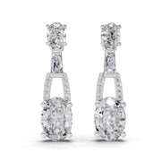 2.4 Ct Oval Shape Dangle Diamond Earrings | 14K White Gold