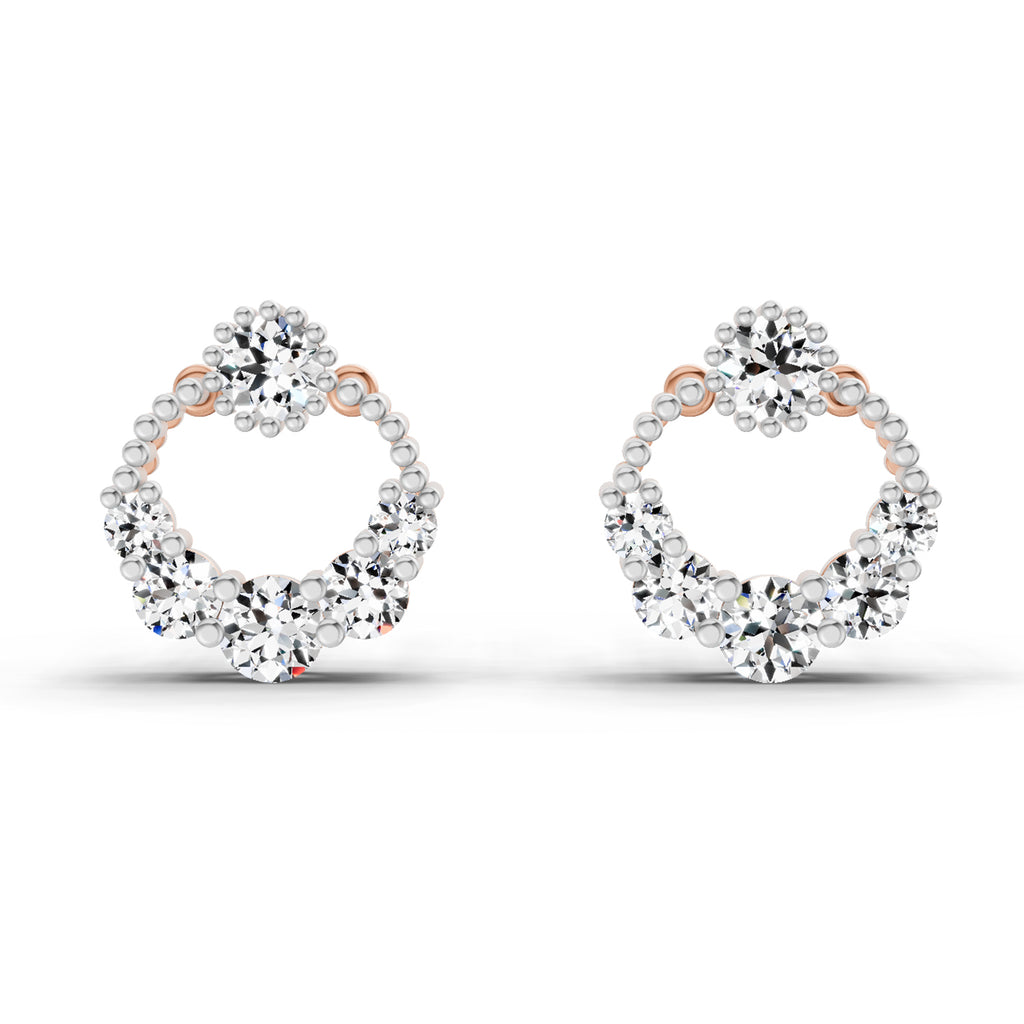 0.69 Ct Round Shape Diamond Stud Earrings | 14K Rose Gold
