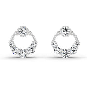 0.69 Ct Round Shape Diamond Stud Earrings | 14K White Gold