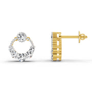 0.69 Ct Round Shape Diamond Stud Earrings | 14K Yellow Gold