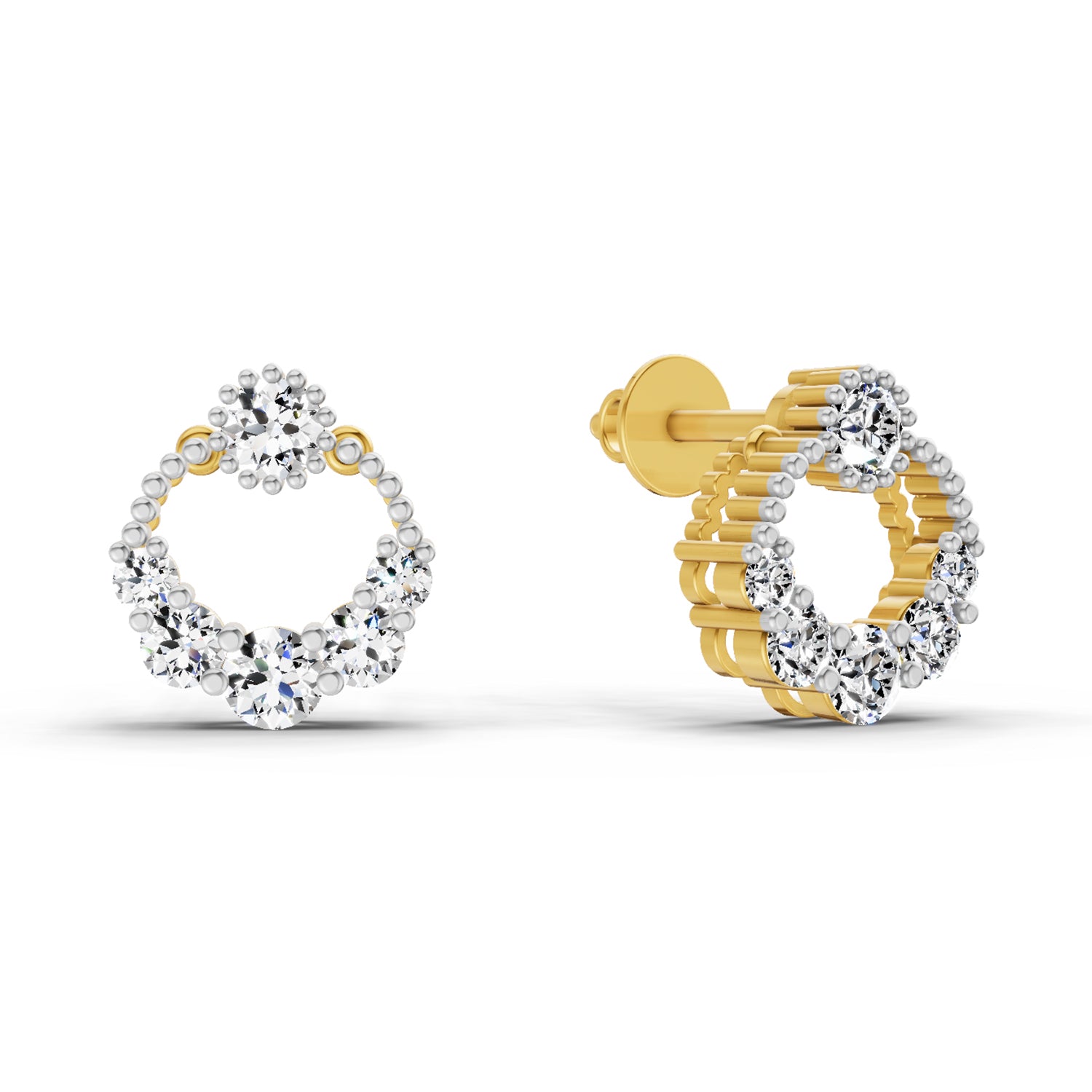 0.69 Ct Round Shape Diamond Stud Earrings | 14K Yellow Gold