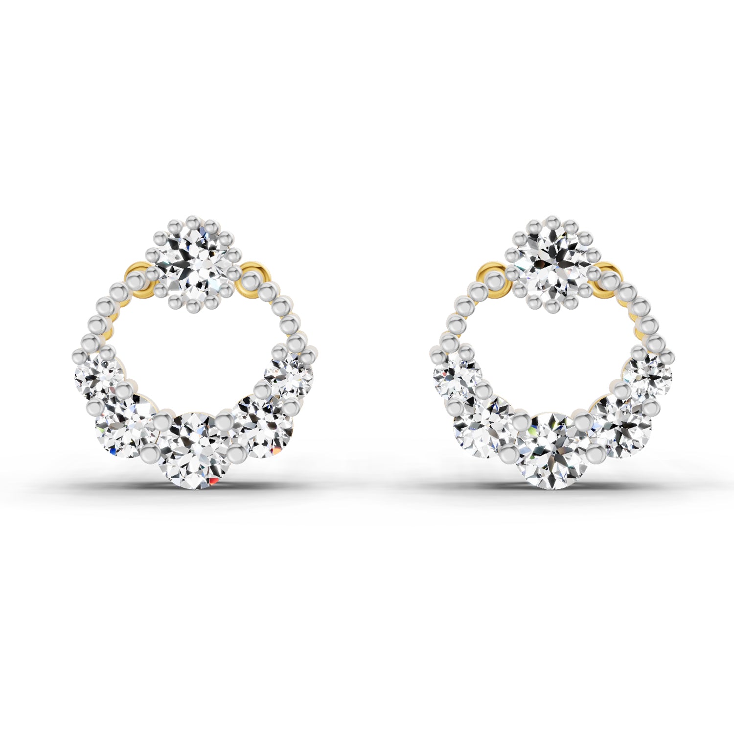 0.69 Ct Round Shape Diamond Stud Earrings | 14K Yellow Gold
