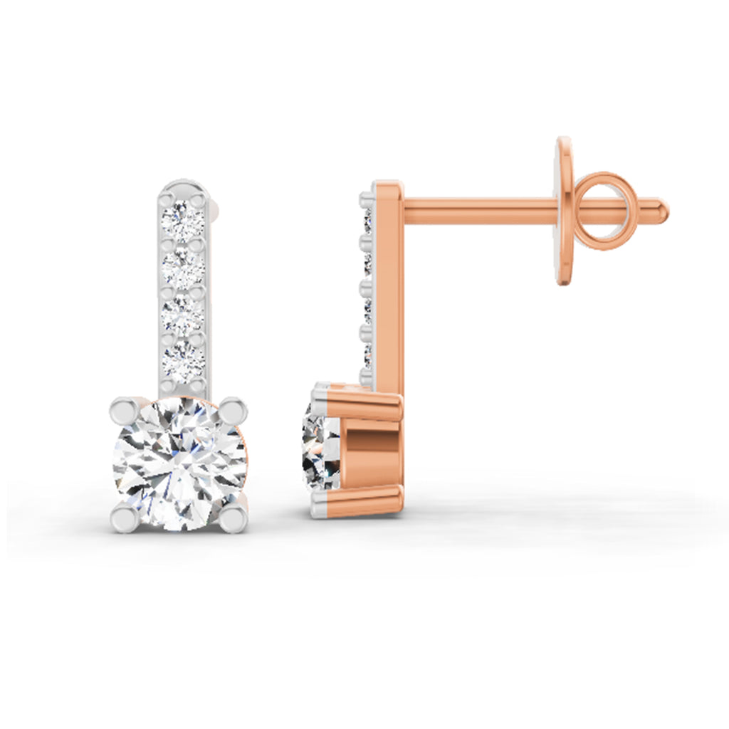 0.75 Ct Round Bar Drop Earrings |14K Rose Gold