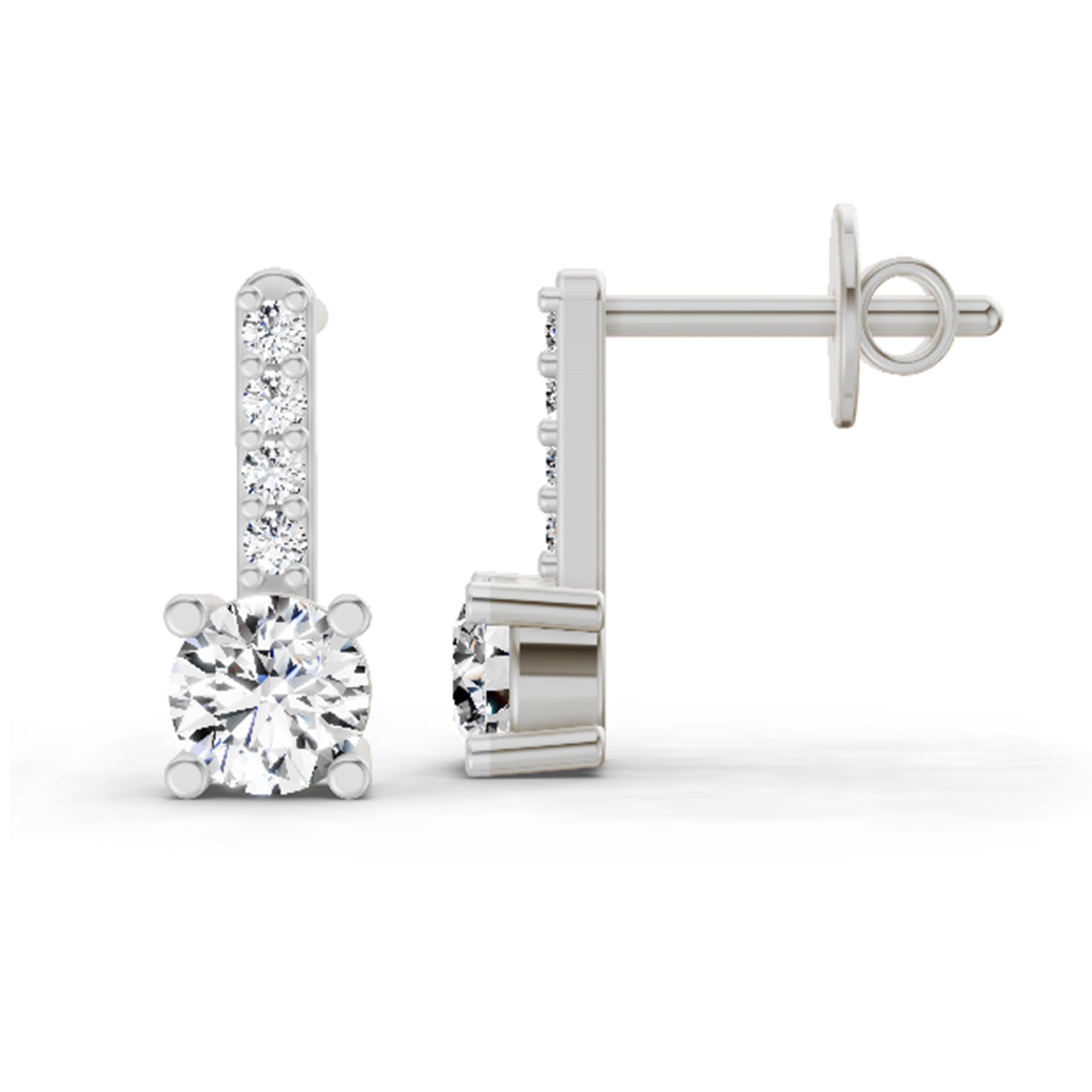 0.75 Ct Round Bar Drop Earrings | 14K White Gold