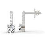 0.75 Ct Round Bar Drop Earrings |14K Rose Gold