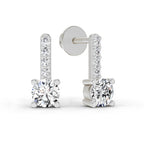 0.75 Ct Round Bar Drop Earrings |14K Rose Gold