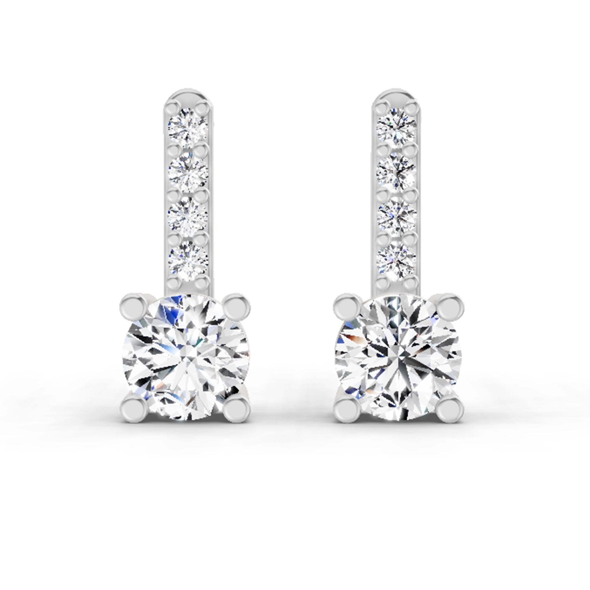 0.75 Ct Round Bar Drop Earrings |14K Rose Gold