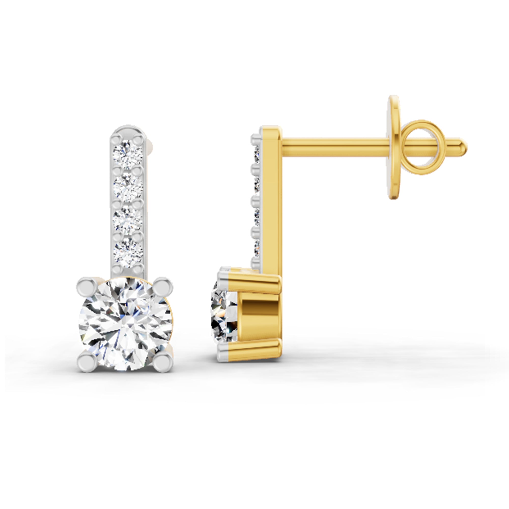 0.75 Ct Round Bar Drop Earrings |14K Rose Gold