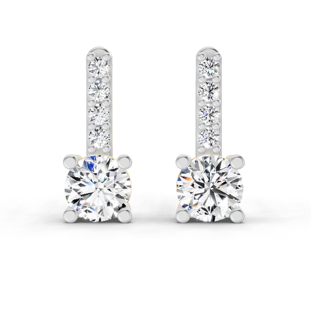 0.75 Ct Round Bar Drop Earrings |14K Rose Gold