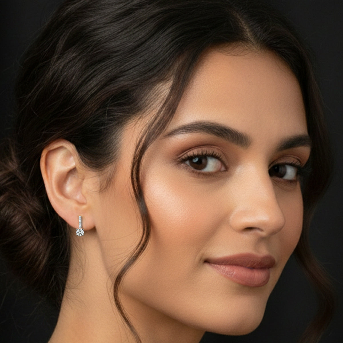 0.75 Ct Round Bar Drop Earrings |14K Rose Gold