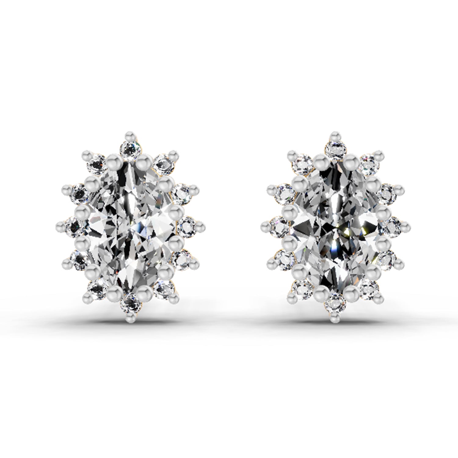 0.98 Ct Oval Shape Halo Diamond Earrings | 14K Yellow Gold