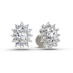 0.69 Ct Oval Halo Stud Earrings | 14K Rose Gold