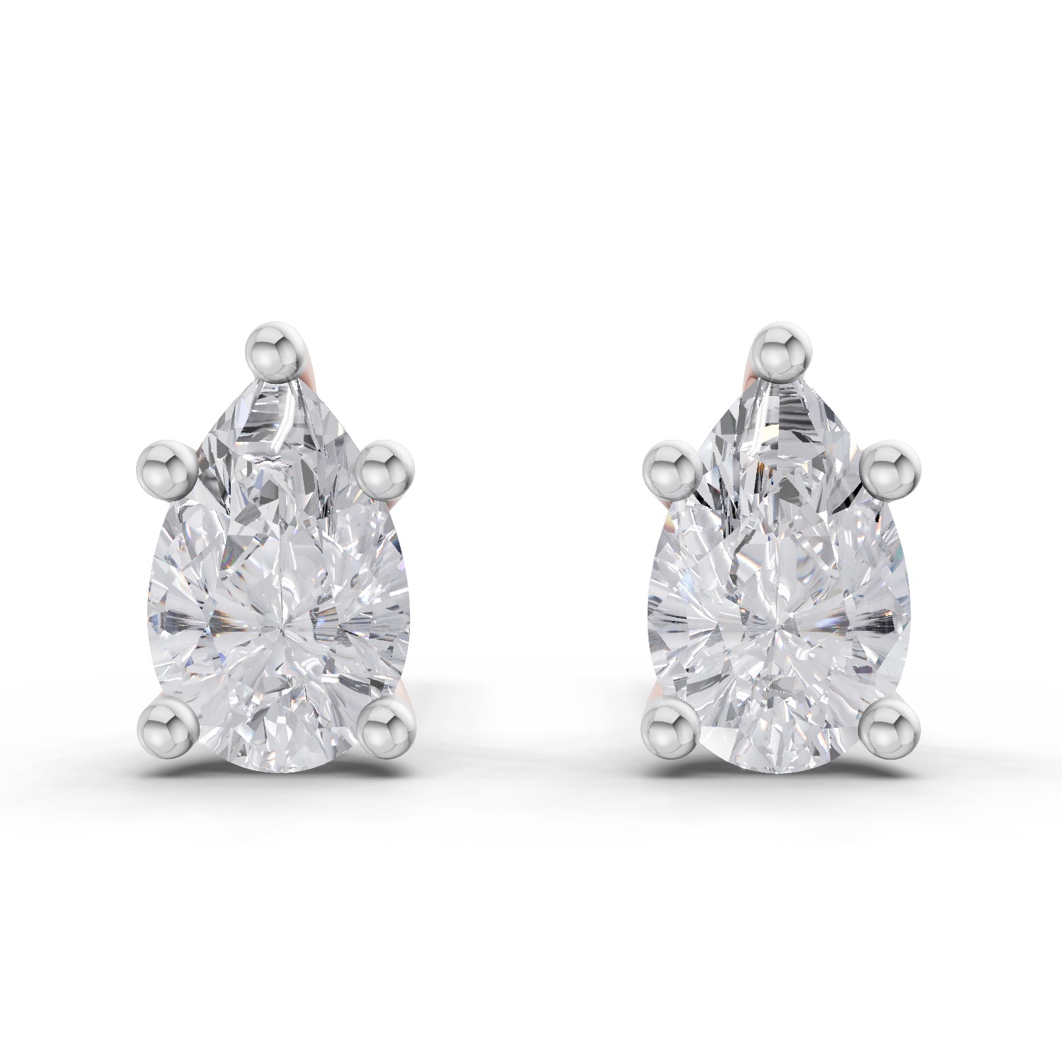 2.64 Ct Pear Shape Solitaire Diamond Stud Earrings | 14K Rose Gold