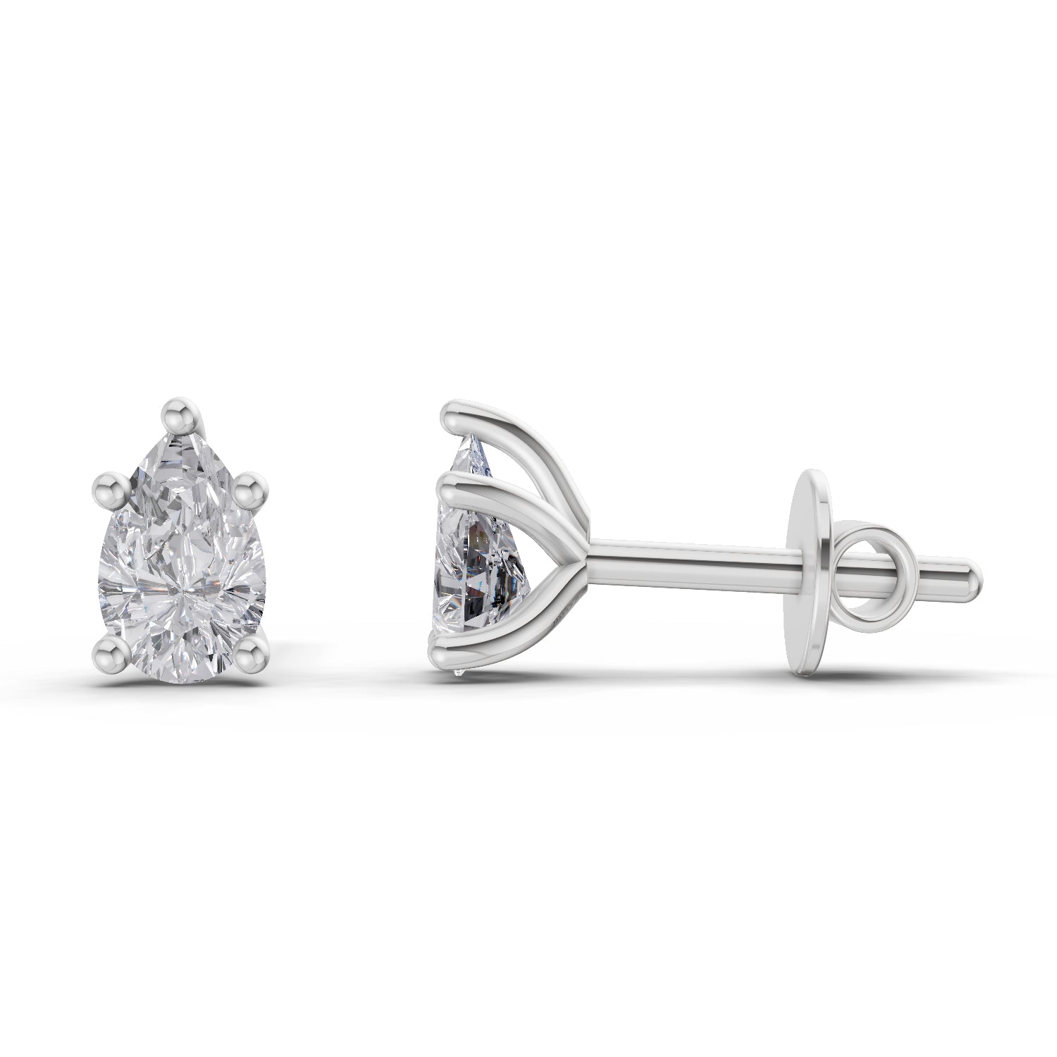 2.64 Ct Pear Shape Solitaire Diamond Stud Earrings | 14K Rose Gold