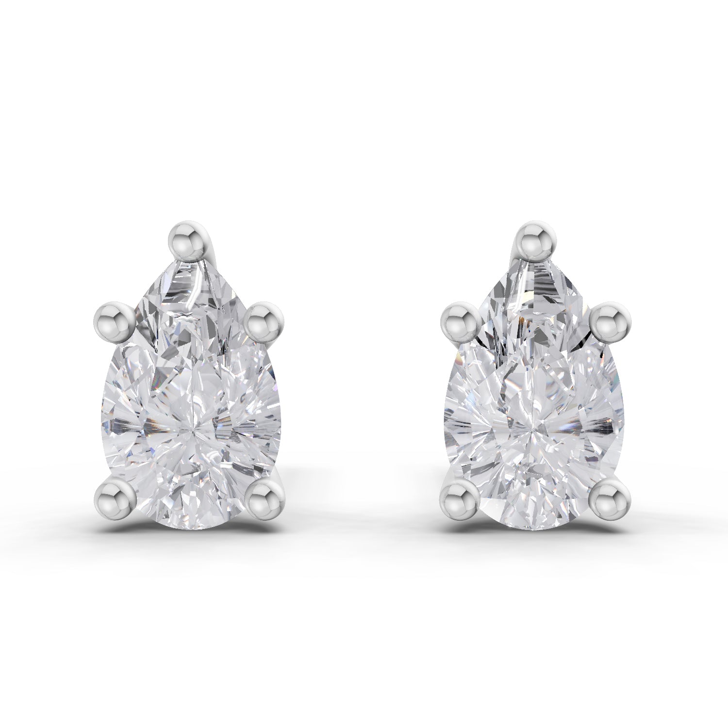 2.64 Ct Pear Shape Solitaire Diamond Stud Earrings | 14K White Gold