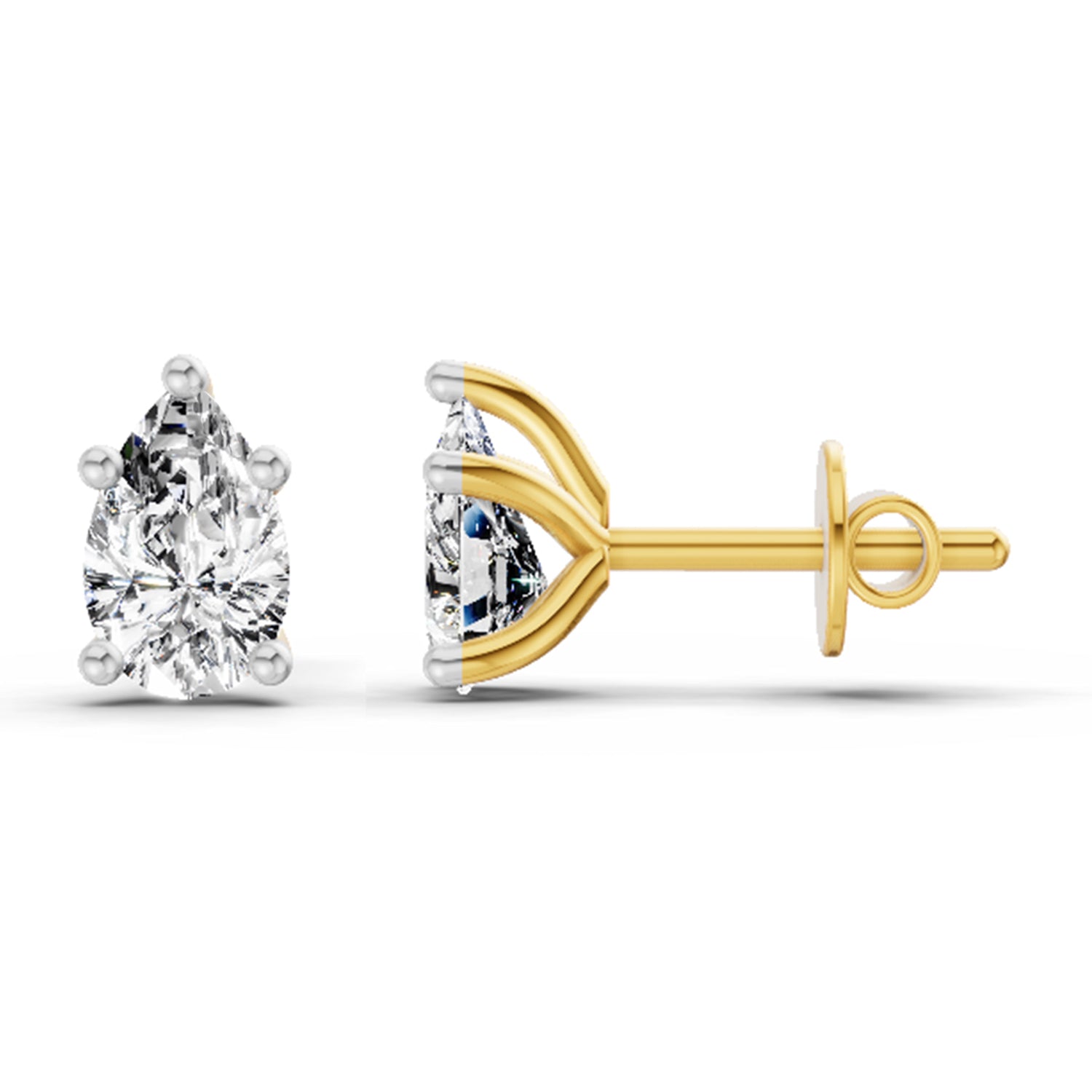 0.64 Ct Pear Stud Earrings | 14K Yellow Gold