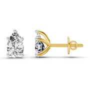 0.64 Ct Pear Stud Earrings | 14K Yellow Gold