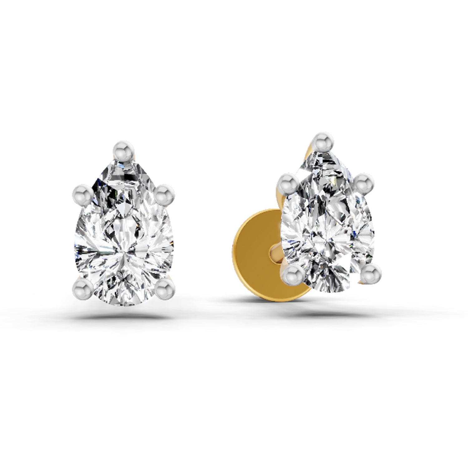 0.64 Ct Pear Stud Earrings | 14K Yellow Gold